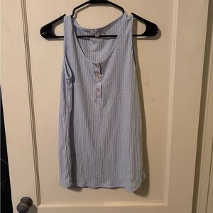 White Birch Light Blue Ribbed Tank Top